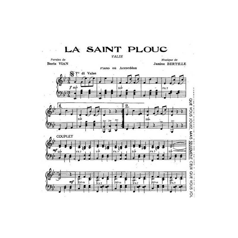 Partition LA SAINT PLOUC Les 3 Ménestrels