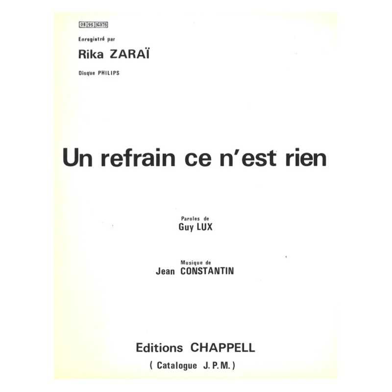 Partition UN REFRAIN CE N'EST RIEN Rika ZARAÏ