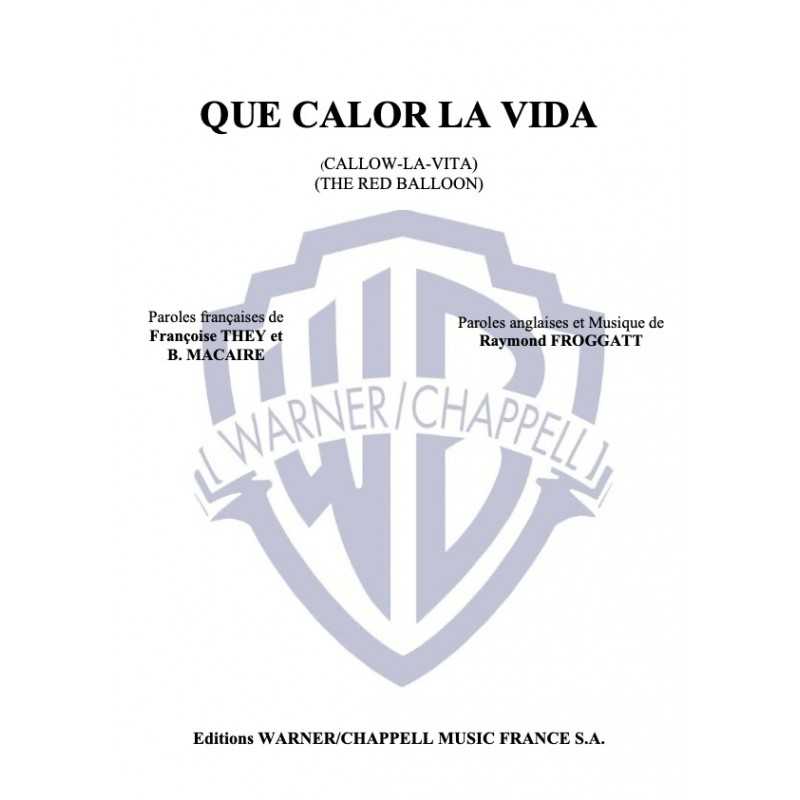 Sheet music QUE CALOR LA VIDA Marie LAFÔRET