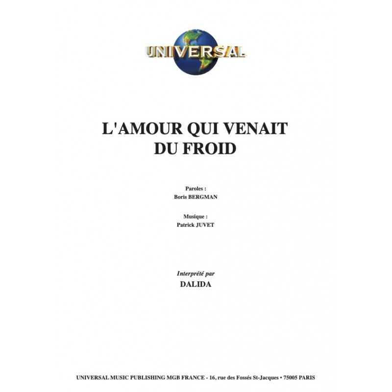 Sheet music L'AMOUR QUI VENAIT DU FROID DALIDA PDF