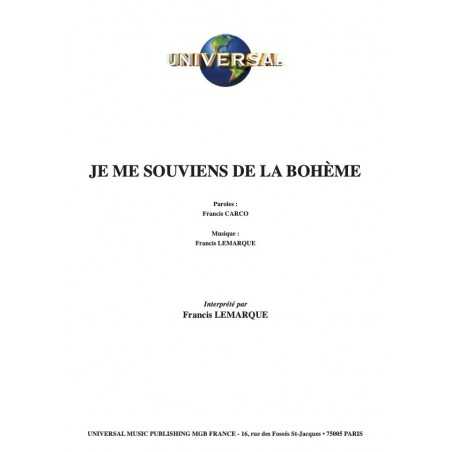 JE ME SOUVIENS DE LA BOHÈME