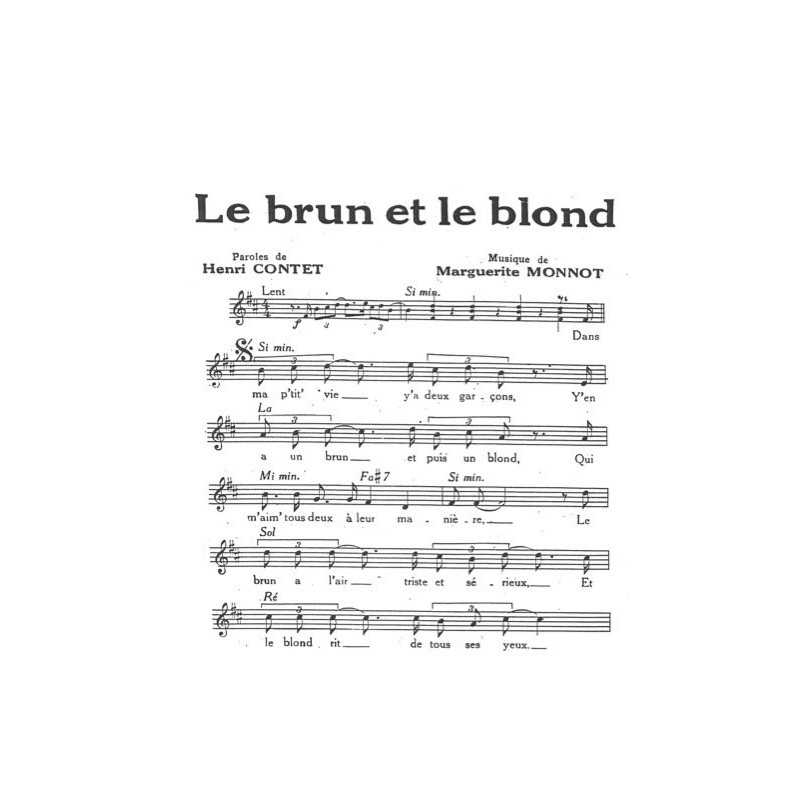 Partition LE BRUN ET LE BLOND Edith PIAF