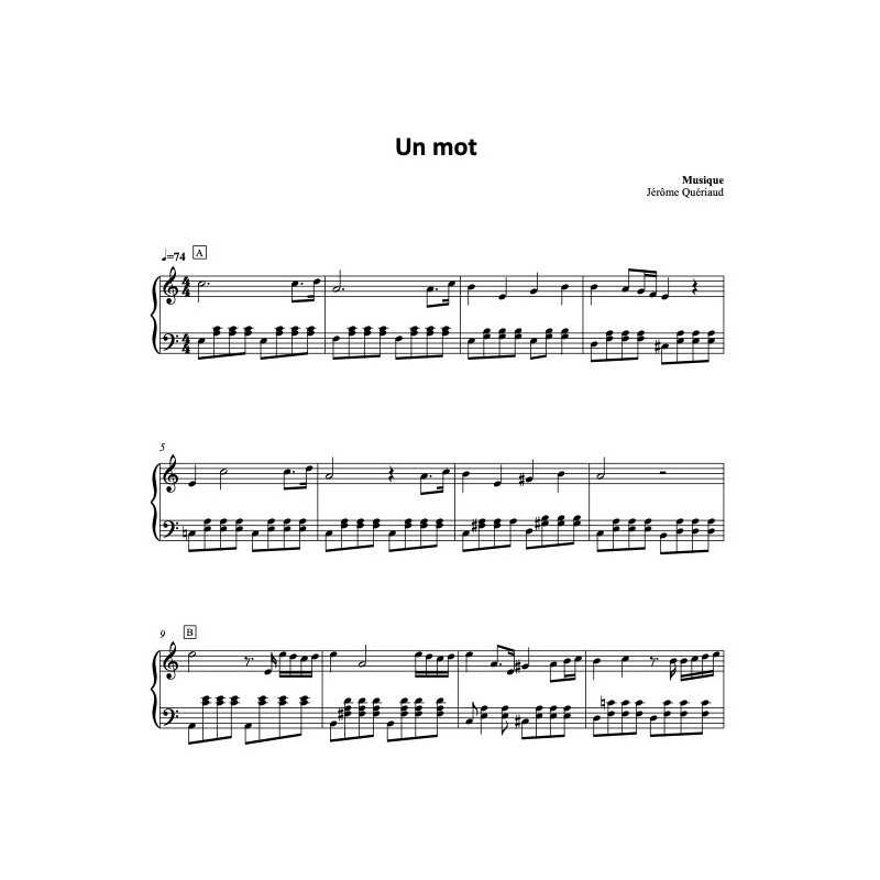 Sheet music UN MOT Jérôme Quériaud pdf