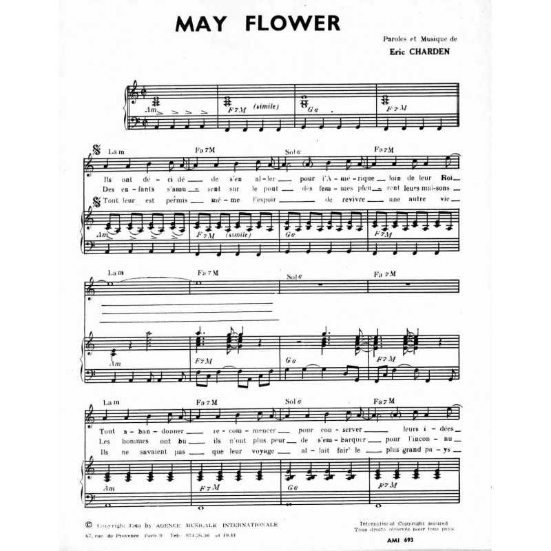 Sheet music MAY FLOWER Eric CHARDEN