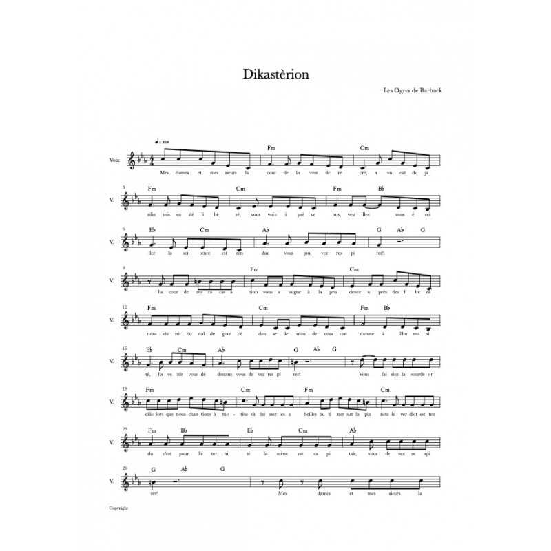Partition DIKASTÈRION LES OGRES DE BARBACK