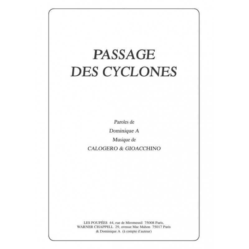 Partition PASSAGE DES CYCLONES Calogero