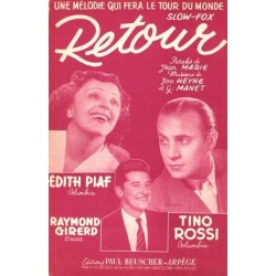 Sheet music RETOUR Edith PIAF