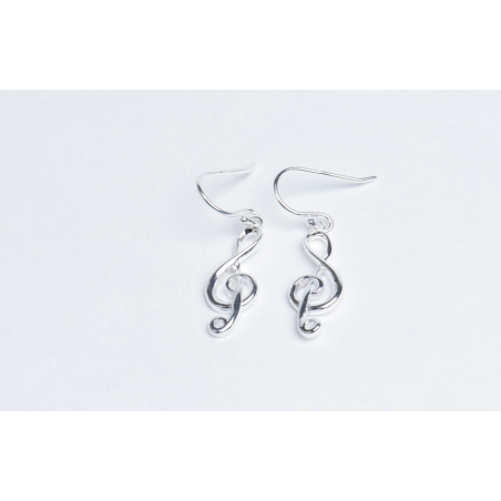 BOUCLES D'OREILLES CLÉ DE SOL (ARGENT MASSIF)